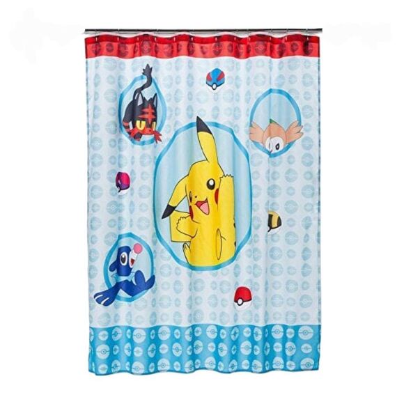 Pokemon Shower Curtain Matching Trashcan - Picture 1 of 6